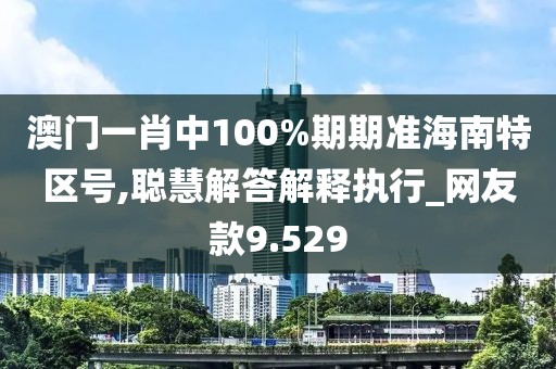 澳門一肖中100%期期準(zhǔn)海南特區(qū)號(hào),聰慧解答解釋執(zhí)行_網(wǎng)友款9.529