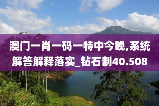 澳門一肖一碼一特中今晚,系統(tǒng)解答解釋落實_鉆石制40.508