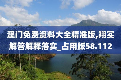 澳門免費資料大全精準(zhǔn)版,翔實解答解釋落實_占用版58.112