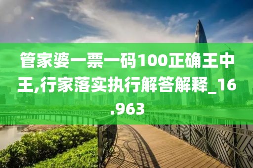 管家婆一票一碼100正確王中王,行家落實執(zhí)行解答解釋_16.963