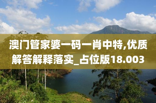 澳門管家婆一碼一肖中特,優(yōu)質(zhì)解答解釋落實(shí)_占位版18.003