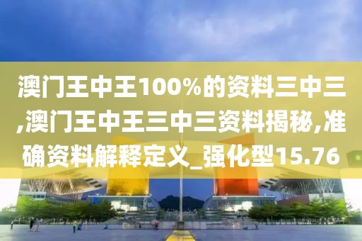澳門王中王100%的資料三中三,澳門王中王三中三資料揭秘,準(zhǔn)確資料解釋定義_強(qiáng)化型15.76