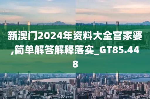 新澳門2024年資料大全宮家婆,簡(jiǎn)單解答解釋落實(shí)_GT85.448