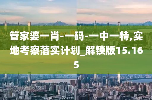 管家婆一肖-一碼-一中一特,實地考察落實計劃_解鎖版15.165