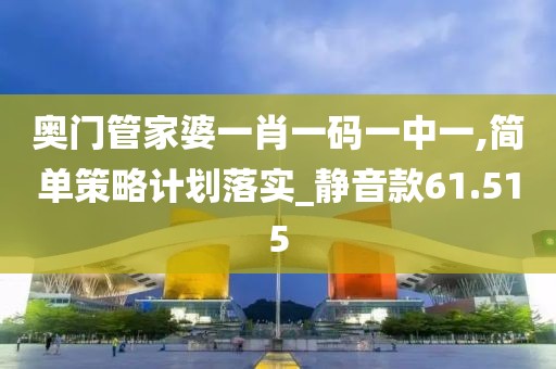 奧門管家婆一肖一碼一中一,簡單策略計劃落實_靜音款61.515