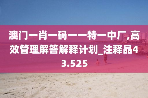 澳門一肖一碼一一特一中廠,高效管理解答解釋計劃_注釋品43.525