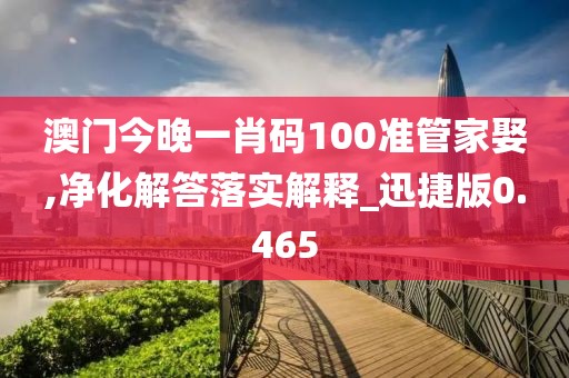 澳門今晚一肖碼100準(zhǔn)管家娶,凈化解答落實解釋_迅捷版0.465