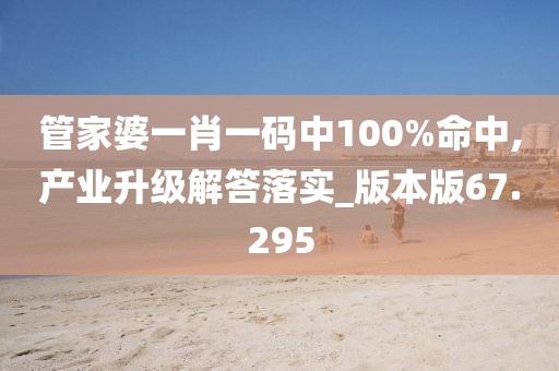 管家婆一肖一碼中100%命中,產(chǎn)業(yè)升級解答落實_版本版67.295