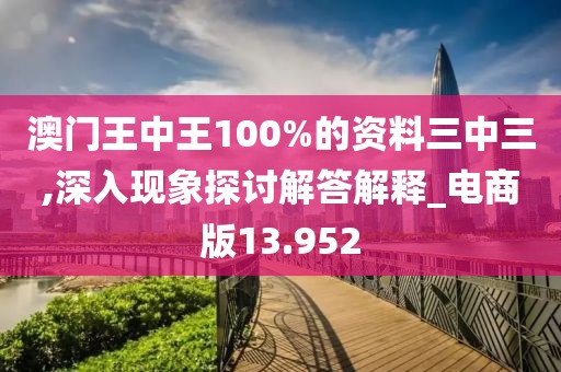 澳門王中王100%的資料三中三,深入現(xiàn)象探討解答解釋_電商版13.952