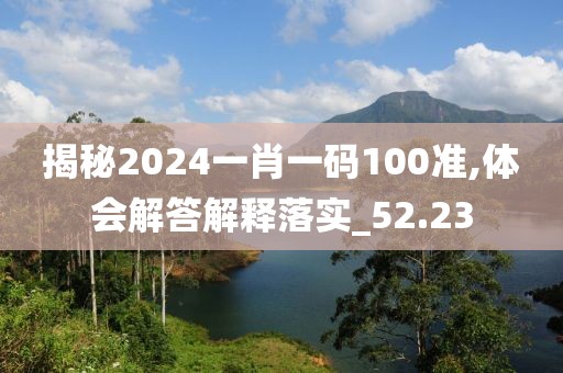 揭秘2024一肖一碼100準(zhǔn),體會(huì)解答解釋落實(shí)_52.23