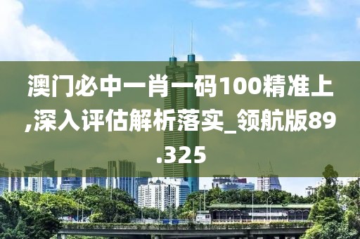 澳門必中一肖一碼100精準上,深入評估解析落實_領航版89.325