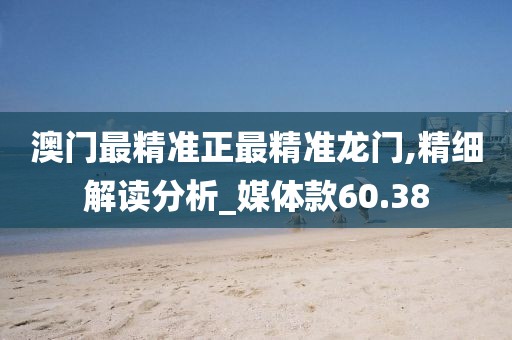 澳門最精準正最精準龍門,精細解讀分析_媒體款60.38