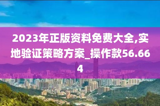 2023年正版資料免費(fèi)大全,實(shí)地驗(yàn)證策略方案_操作款56.664