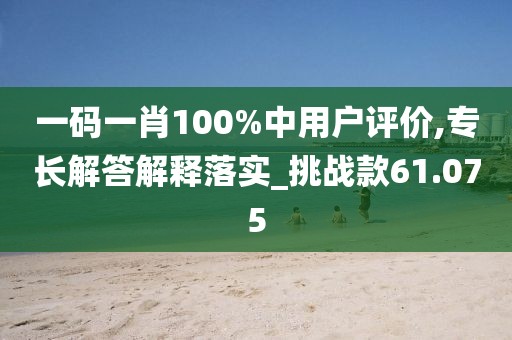 一碼一肖100%中用戶評(píng)價(jià),專長解答解釋落實(shí)_挑戰(zhàn)款61.075