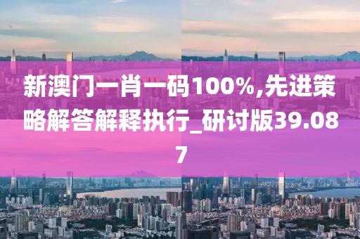 新澳門一肖一碼100%,先進(jìn)策略解答解釋執(zhí)行_研討版39.087