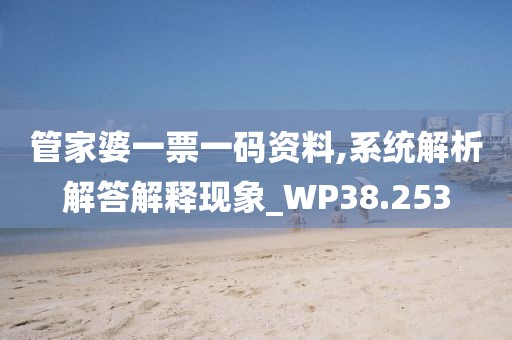 管家婆一票一碼資料,系統(tǒng)解析解答解釋現(xiàn)象_WP38.253