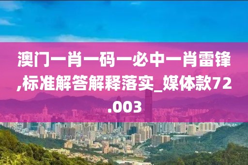 澳門一肖一碼一必中一肖雷鋒,標準解答解釋落實_媒體款72.003
