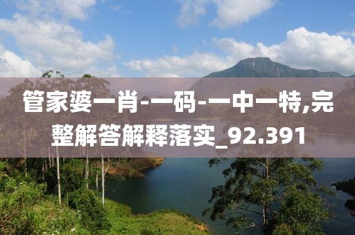 管家婆一肖-一碼-一中一特,完整解答解釋落實(shí)_92.391