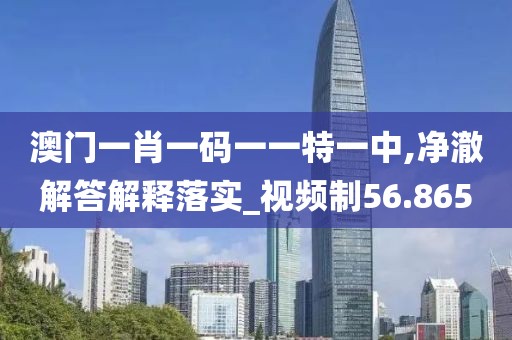 澳門(mén)一肖一碼一一特一中,凈澈解答解釋落實(shí)_視頻制56.865