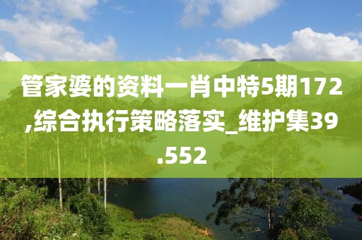 管家婆的資料一肖中特5期172,綜合執(zhí)行策略落實(shí)_維護(hù)集39.552