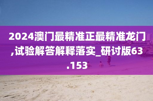 2024澳門最精準(zhǔn)正最精準(zhǔn)龍門,試驗(yàn)解答解釋落實(shí)_研討版63.153