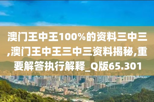 澳門王中王100%的資料三中三,澳門王中王三中三資料揭秘,重要解答執(zhí)行解釋_Q版65.301