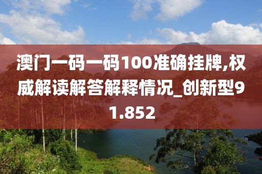 澳門一碼一碼100準確掛牌,權(quán)威解讀解答解釋情況_創(chuàng)新型91.852
