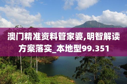 澳門精準資料管家婆,明智解讀方案落實_本地型99.351