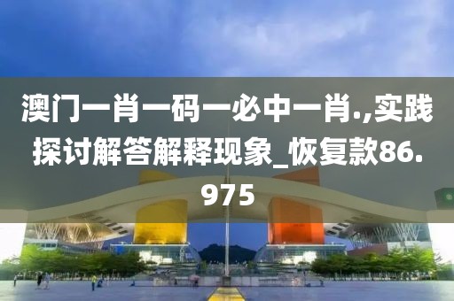 澳門一肖一碼一必中一肖.,實踐探討解答解釋現(xiàn)象_恢復(fù)款86.975