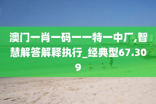 澳門一肖一碼一一特一中廠,智慧解答解釋執(zhí)行_經(jīng)典型67.309