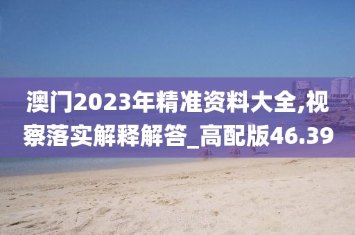 澳門2023年精準(zhǔn)資料大全,視察落實(shí)解釋解答_高配版46.39