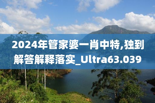 2024年管家婆一肖中特,獨到解答解釋落實_Ultra63.039
