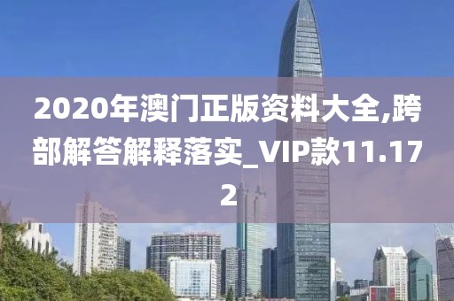 2020年澳門正版資料大全,跨部解答解釋落實(shí)_VIP款11.172