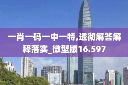 一肖一碼一中一特,透徹解答解釋落實(shí)_微型版16.597