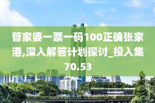 管家婆一票一碼100正確張家港,深入解答計(jì)劃探討_投入集70.53