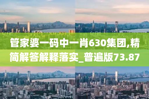 管家婆一碼中一肖630集團(tuán),精簡(jiǎn)解答解釋落實(shí)_普遍版73.87