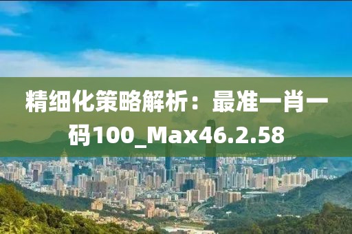 精細化策略解析：最準一肖一碼100_Max46.2.58