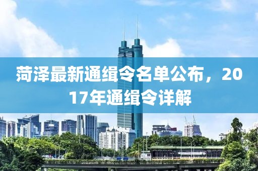 菏澤最新通緝令名單公布，2017年通緝令詳解