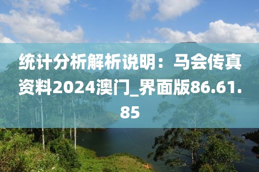 統(tǒng)計分析解析說明：馬會傳真資料2024澳門_界面版86.61.85