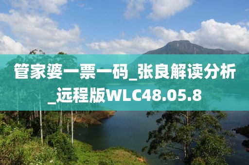管家婆一票一碼_張良解讀分析_遠程版WLC48.05.8