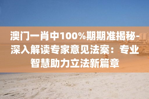 澳門一肖中100%期期準(zhǔn)揭秘-深入解讀專家意見(jiàn)法案：專業(yè)智慧助力立法新篇章