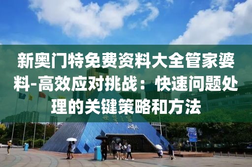 新奧門特免費資料大全管家婆料-高效應對挑戰(zhàn)：快速問題處理的關鍵策略和方法