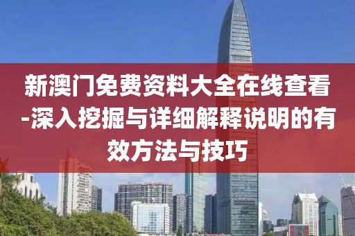 新澳門免費資料大全在線查看-深入挖掘與詳細解釋說明的有效方法與技巧