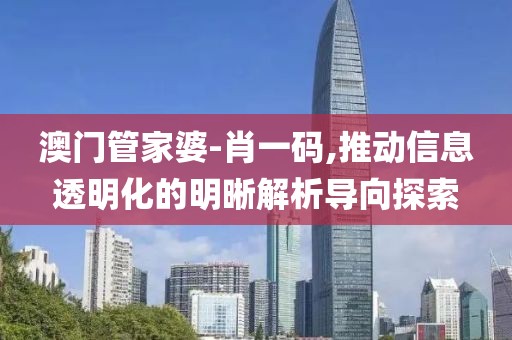 澳門(mén)管家婆-肖一碼,推動(dòng)信息透明化的明晰解析導(dǎo)向探索