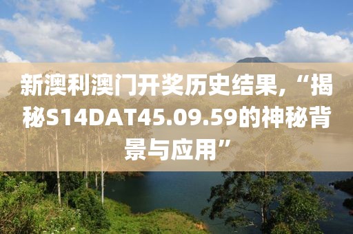 新澳利澳門開獎歷史結果,“揭秘S14DAT45.09.59的神秘背景與應用”