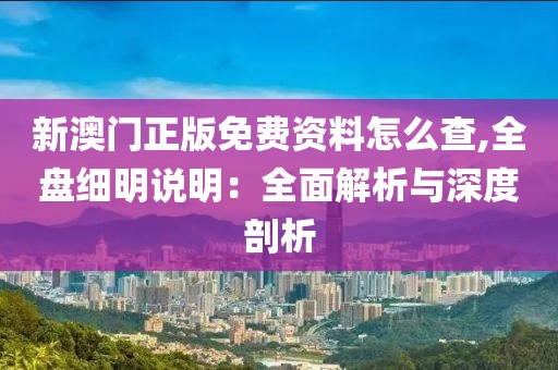 新澳門正版免費(fèi)資料怎么查,全盤細(xì)明說明：全面解析與深度剖析