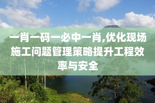 一肖一碼一必中一肖,優(yōu)化現(xiàn)場(chǎng)施工問(wèn)題管理策略提升工程效率與安全