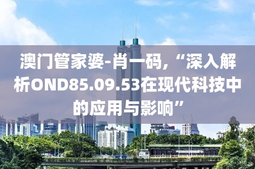 澳門管家婆-肖一碼,“深入解析OND85.09.53在現(xiàn)代科技中的應(yīng)用與影響”