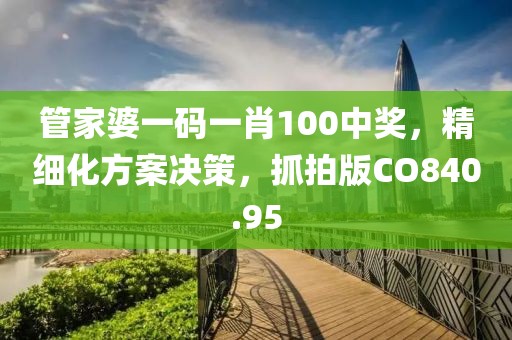 管家婆一碼一肖100中獎，精細化方案決策，抓拍版CO840.95