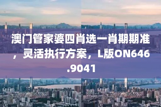 澳門管家婆四肖選一肖期期準，靈活執(zhí)行方案，L版ON646.9041